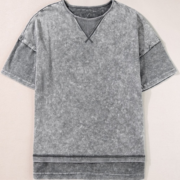 Tops - Philippine Gray Mineral Wash Exposed Seam Drop Shoulder‎ Oversized Tee